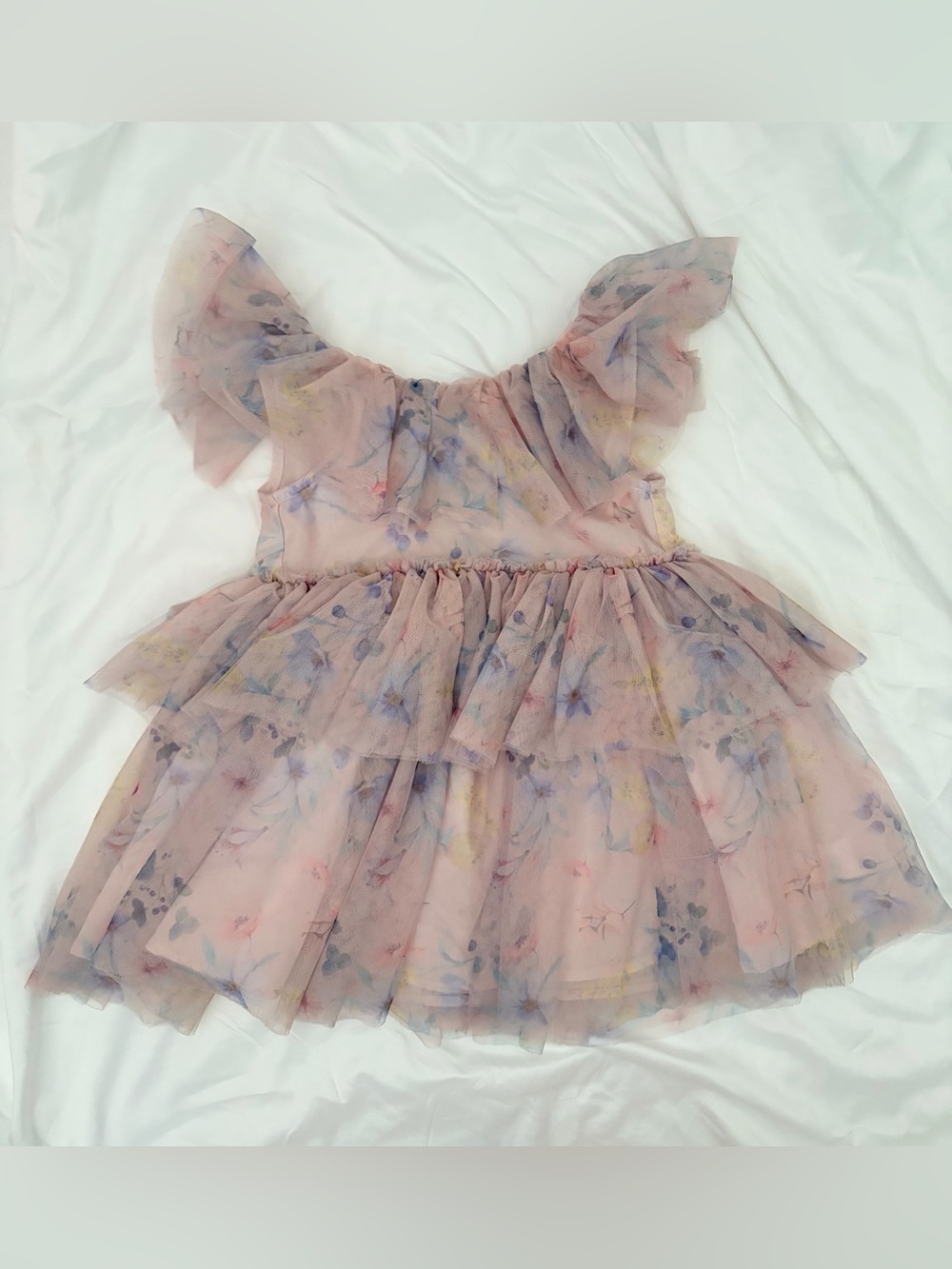 Audrey Camille Girls' Pink Floral Tulle Dress (3T)